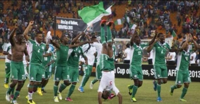 Nigeria celebrates after a World Cup match win